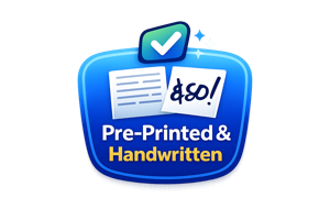 Pre-Printed & Handwritten badge