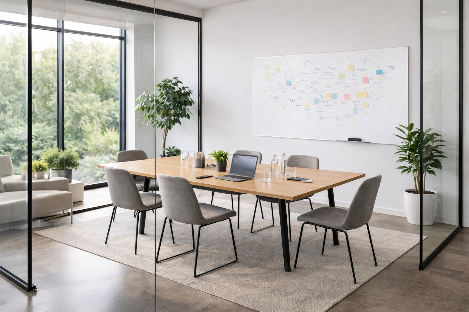 Modern meeting room with natural light